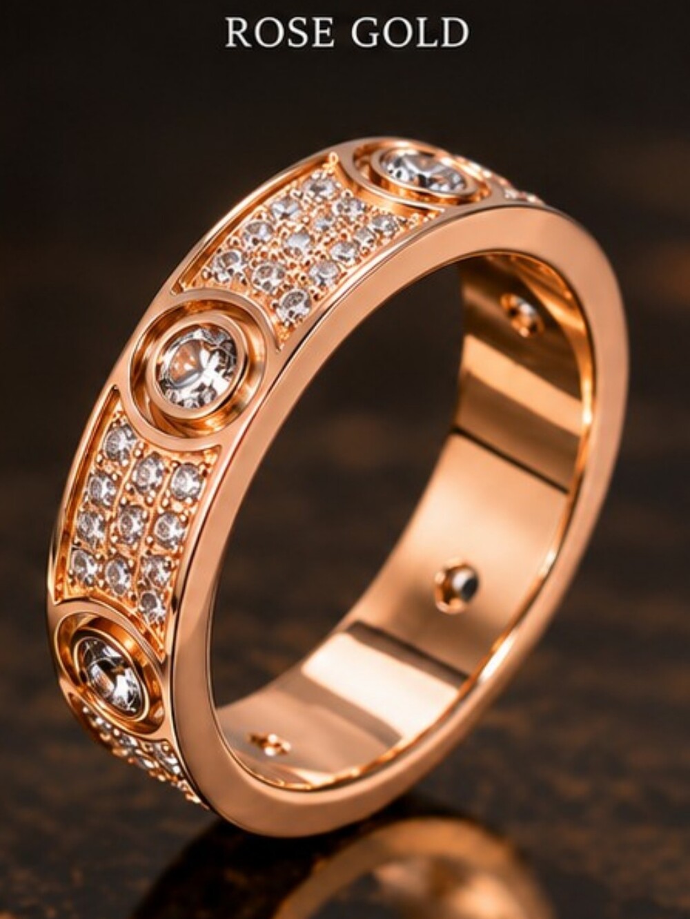 18k Luxury Style Crystal Band Ring – Gold / Silver / Rose Gold | CZ Love Ring